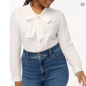J. Crew White Blouse with Tie Neck